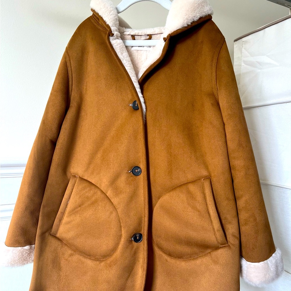 MANGO girls faux fur/suede coat, 9yo